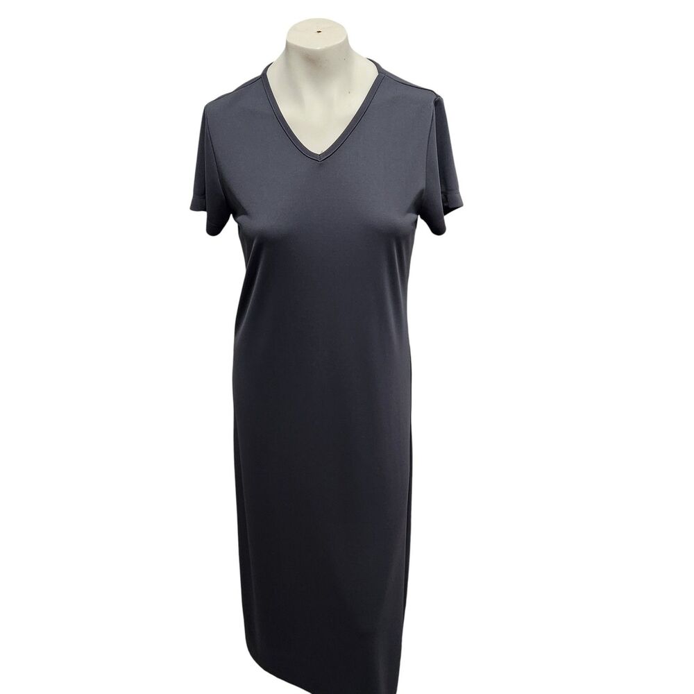 Vintage Kathie Lee Collection Maxi Dress S Charcoal 90s Minimalist‎ V Neck